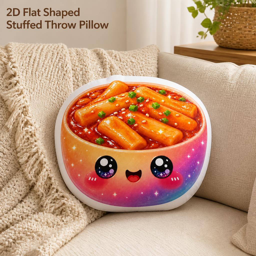 Tteokbokki Rice Cake - Bantal Plush Tteokbokki Kawaii, Makanan Korea,