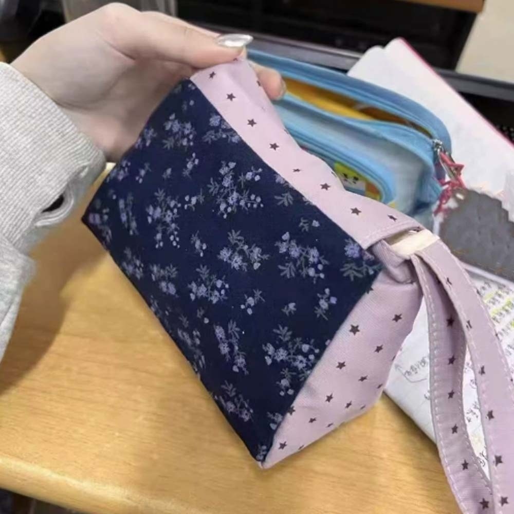 Korean Lifestyle & Kids Boutique - Tas Rias Motif Bunga Ungu Polkadot